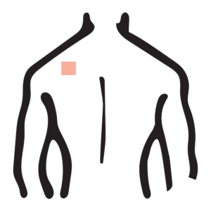 image of a person's back with a natural energy patch in the left shoulder area